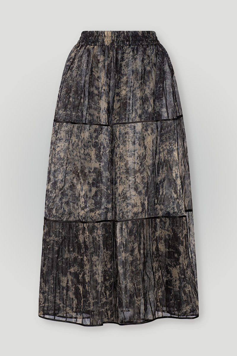 AFAF HAND-PIPED SKIRT - ROSE PETAL PRINT