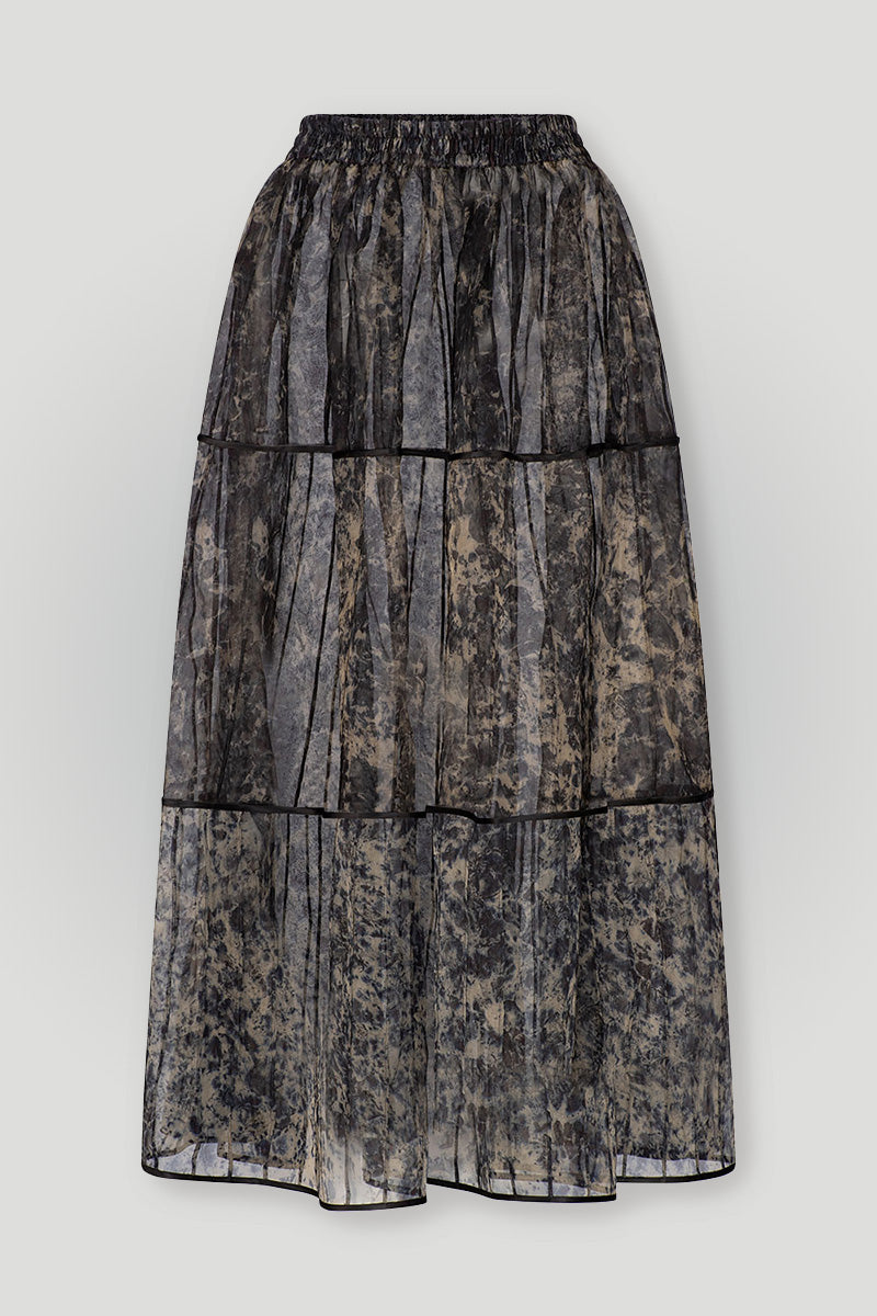 AFAF HAND-PIPED SKIRT - ROSE PETAL PRINT