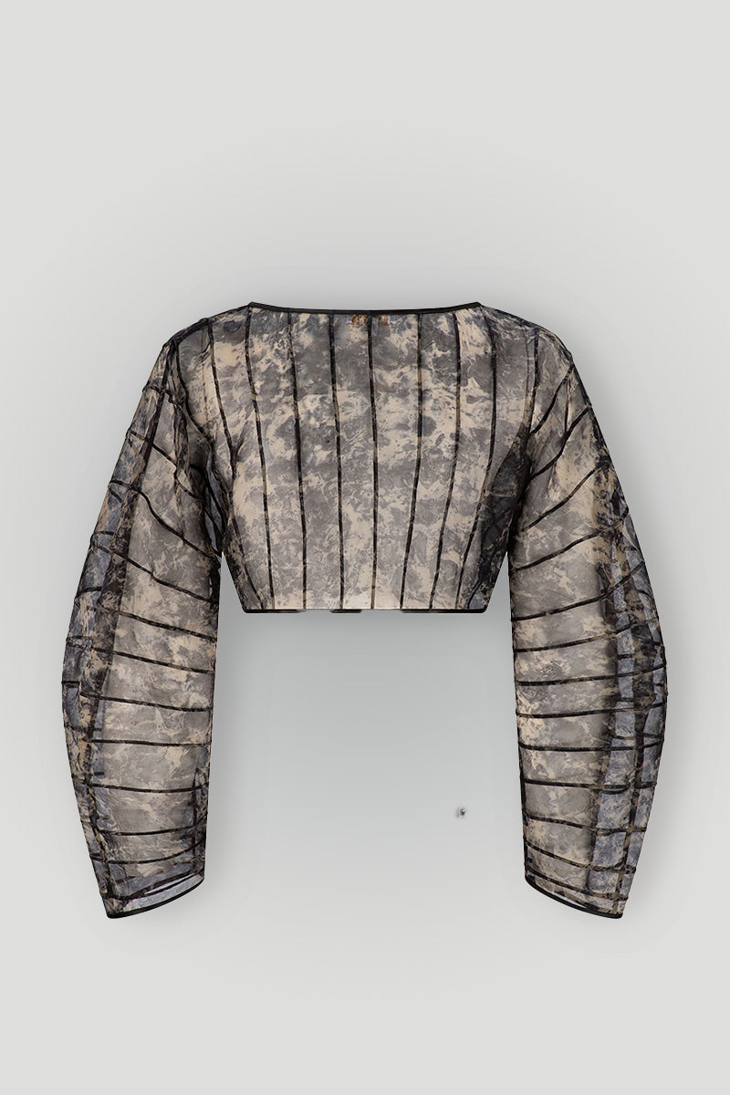 AFAF HAND-PIPED TOP - ROSE PETAL PRINT