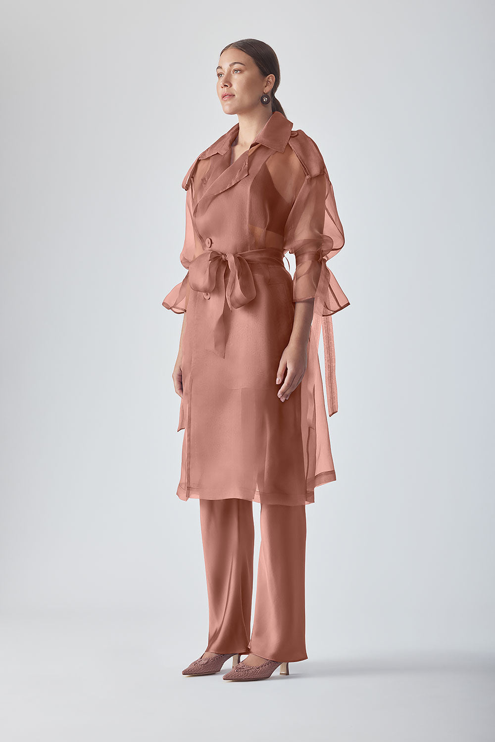 JANNAT ORGANZA COAT - MOCHA