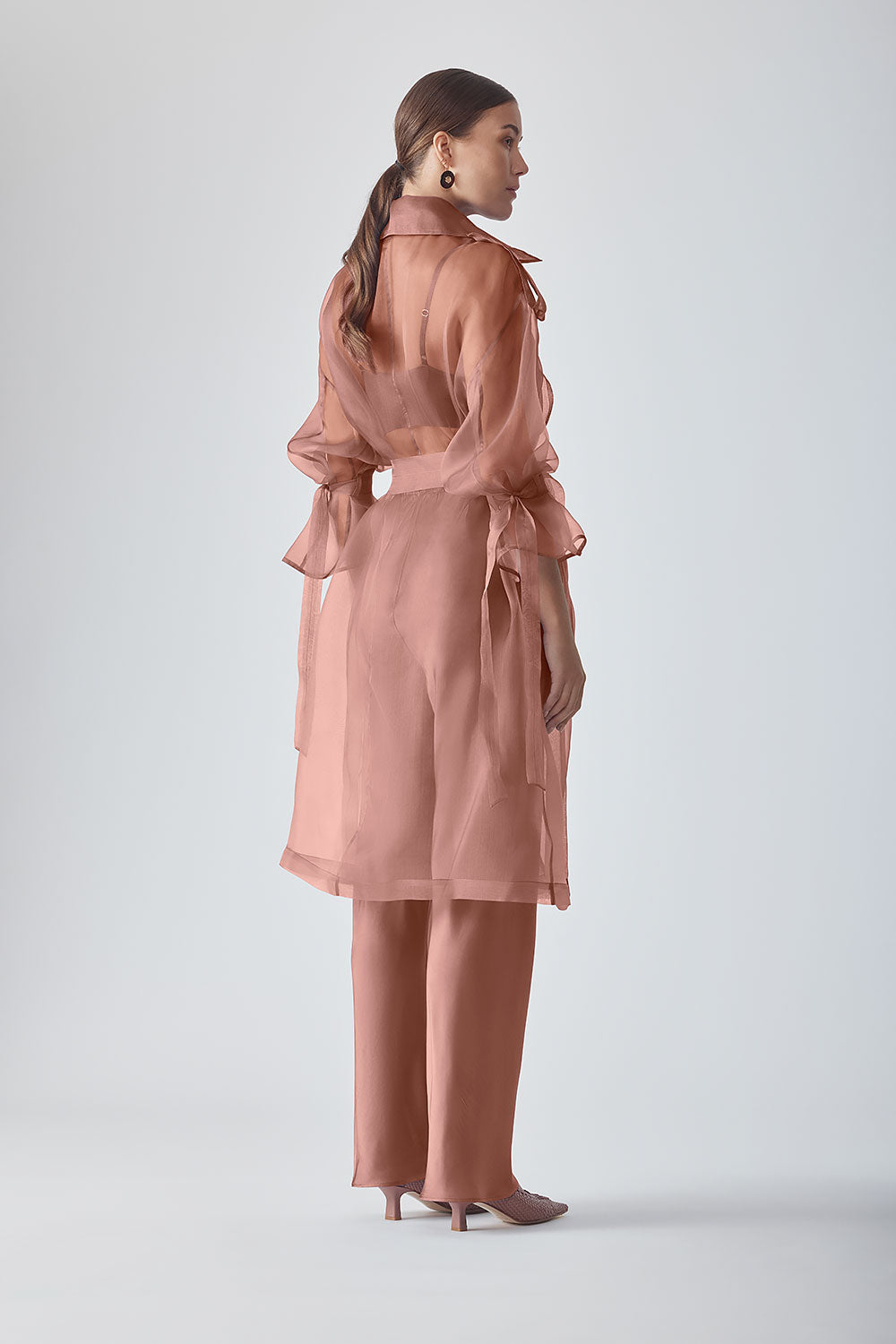 JANNAT ORGANZA COAT - MOCHA
