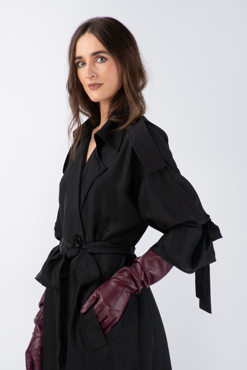 JANNAT SILK TWILL TRENCH - NOIR