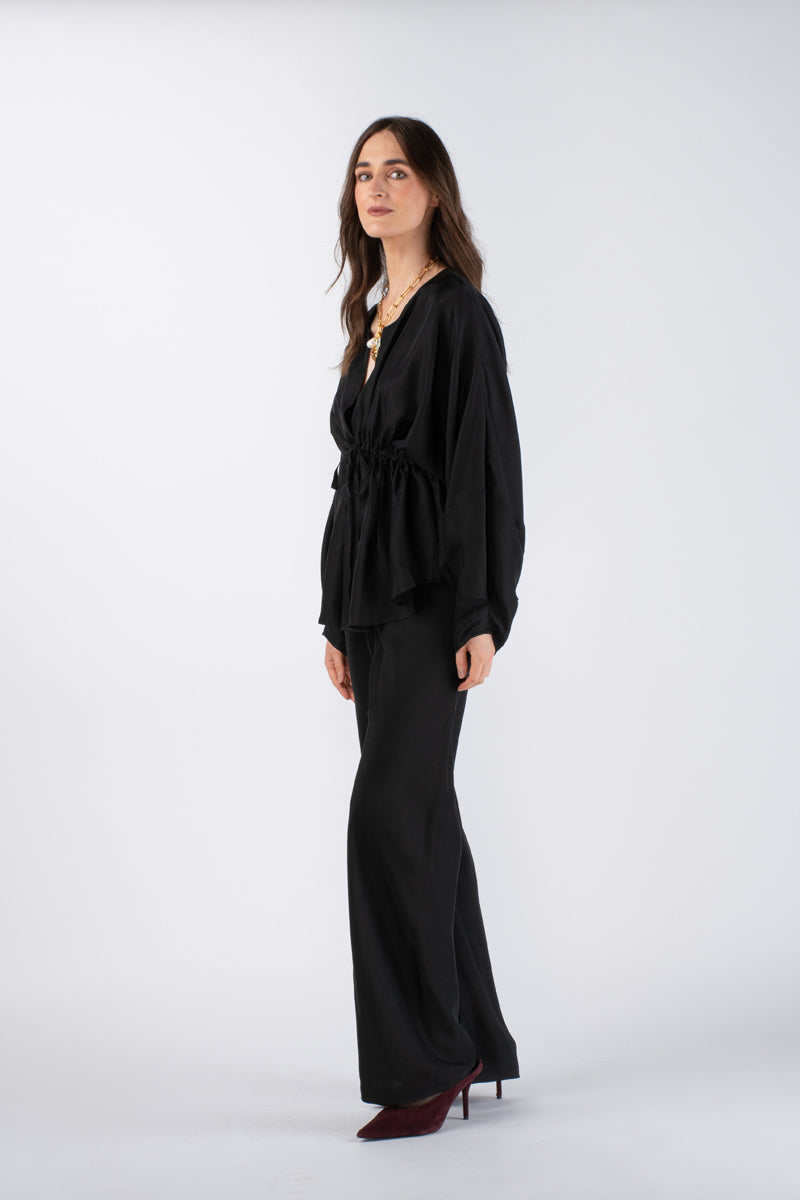 RIDA SILK TWILL SHIRT - NOIR