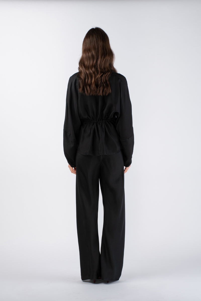 ASIN SILK TWILL TOP -NOIR