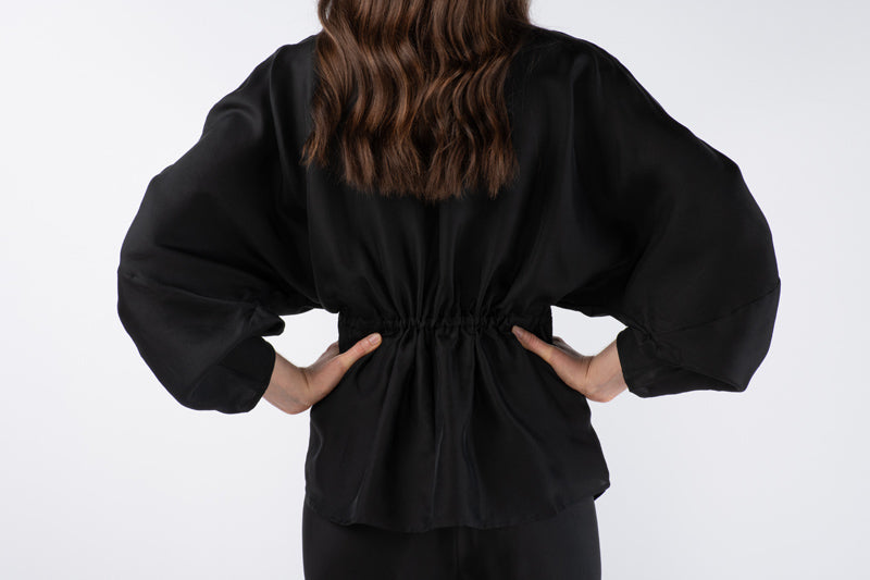 ASIN SILK TWILL TOP -NOIR