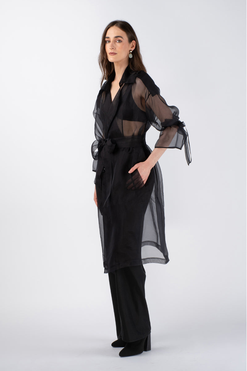 JANNAT ORGANZA TRENCH - NOIR