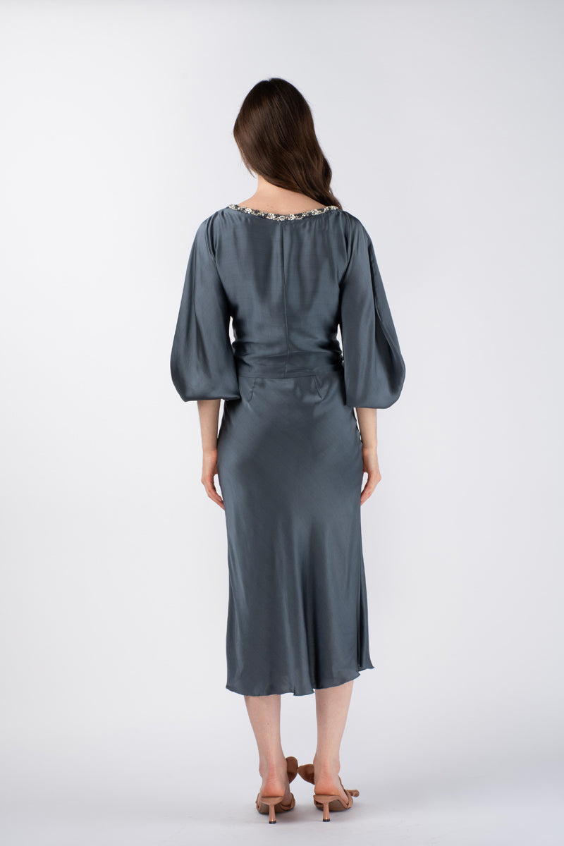 ROOHI BEADED NECK TOP - DUSK