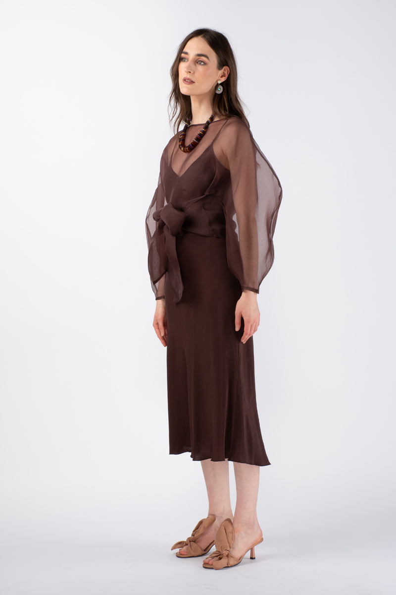 ROOHI ORGANZA TOP - GANACHE