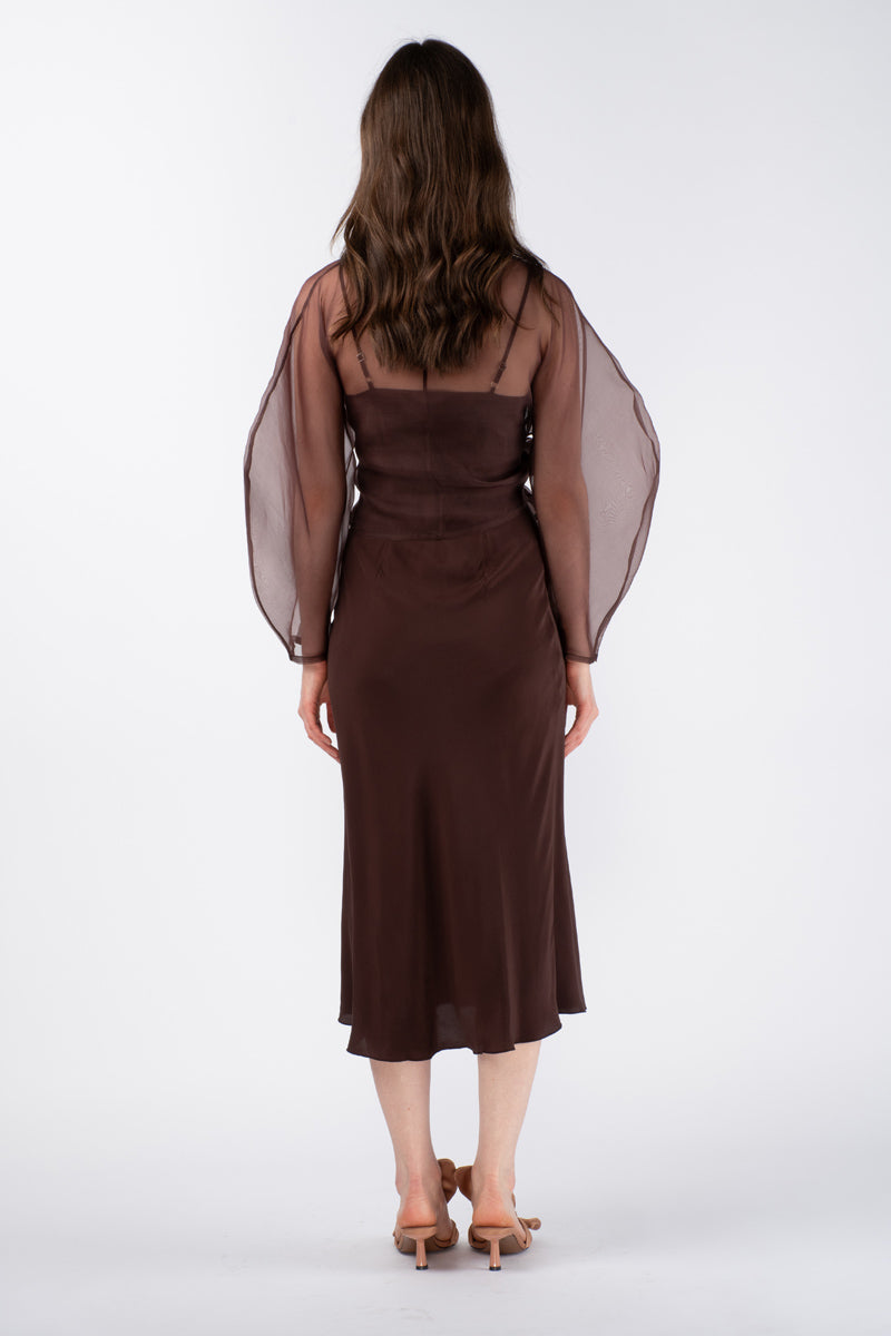 ROOHI ORGANZA TOP - GANACHE