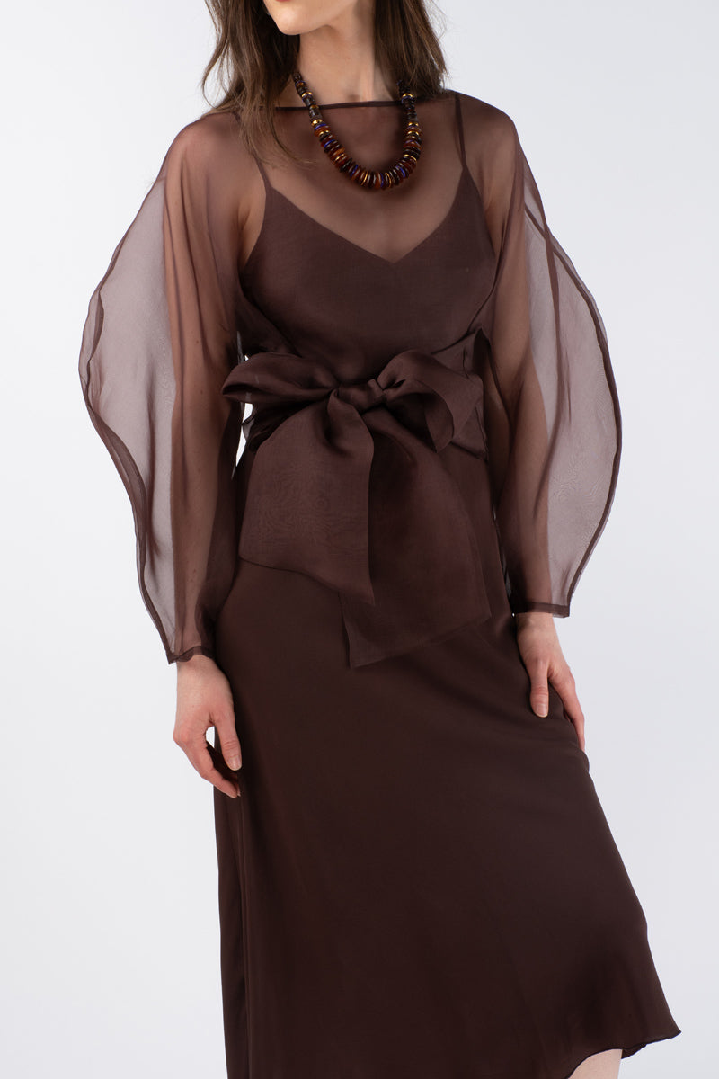 ROOHI ORGANZA TOP - GANACHE