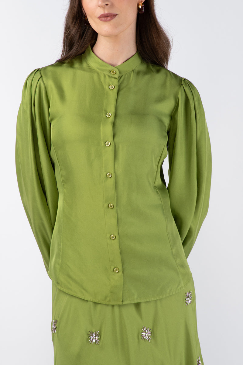 MAZIA SILK TWILL SHIRT - CITRON