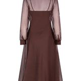 HIBA EMBELLISHED DRESS - GANACHE