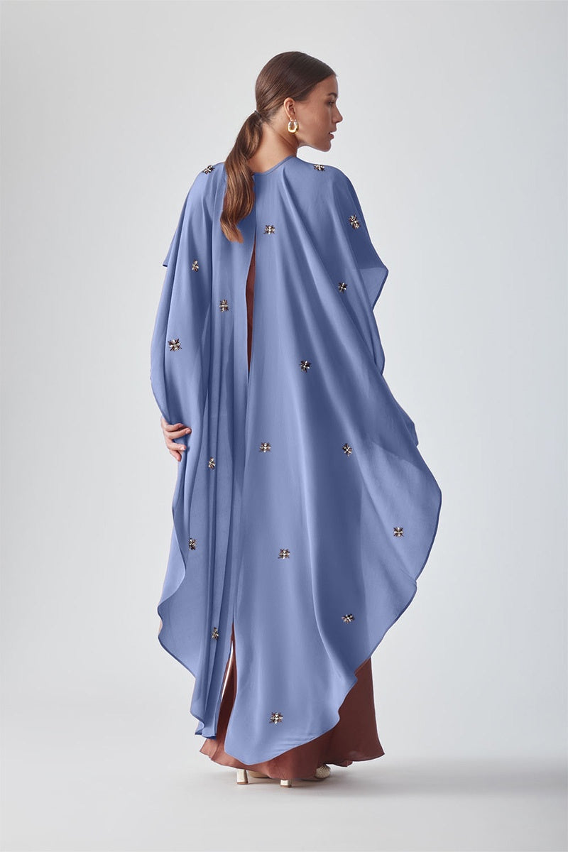 FIZA EMBELLISHED CAPE - PERIWINKLE