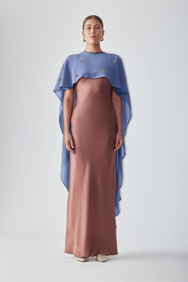 FIZA EMBELLISHED CAPE - PERIWINKLE