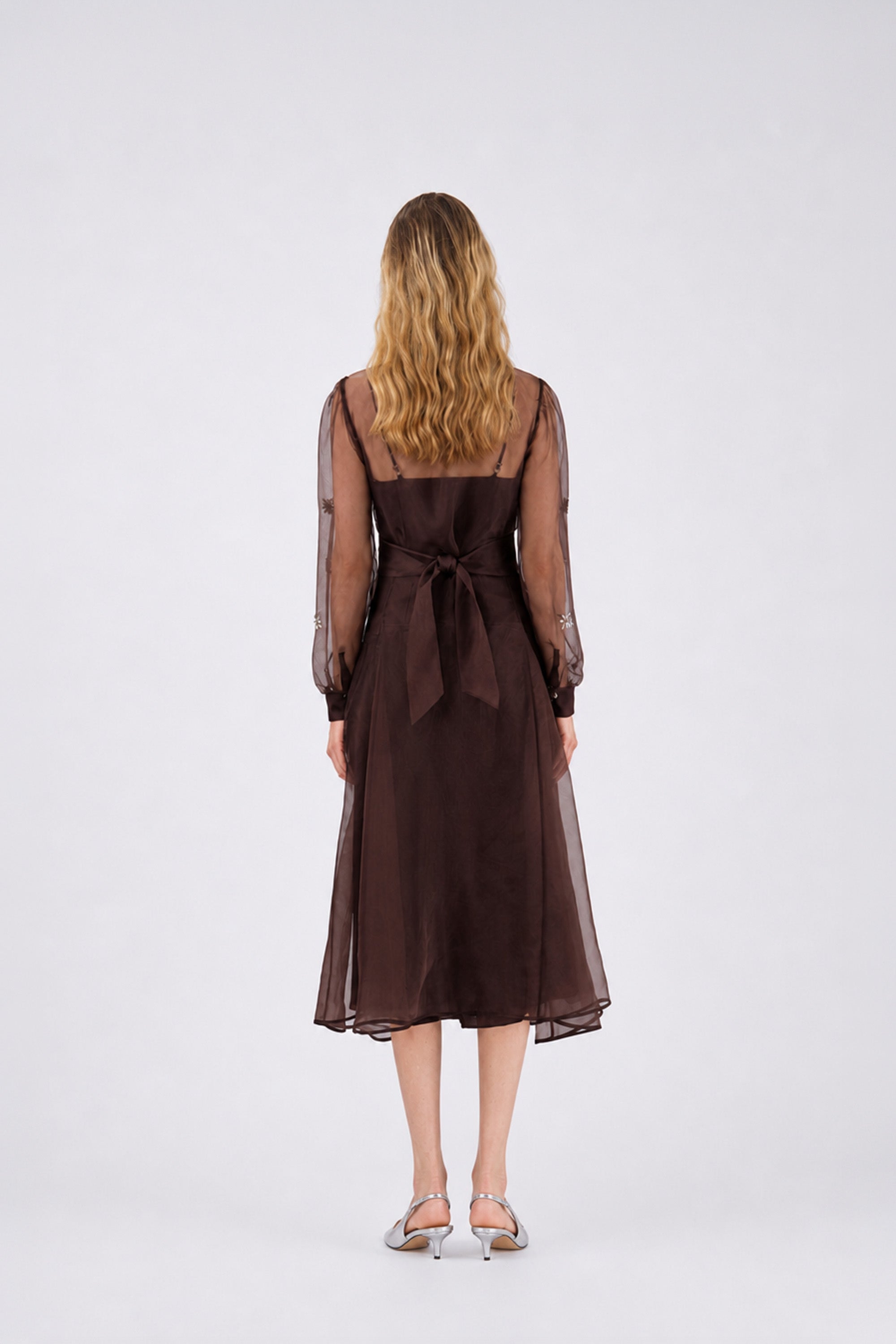 HIBA EMBELLISHED DRESS - GANACHE