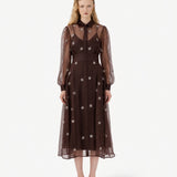 HIBA EMBELLISHED DRESS - GANACHE