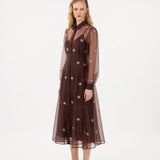 HIBA EMBELLISHED DRESS - GANACHE