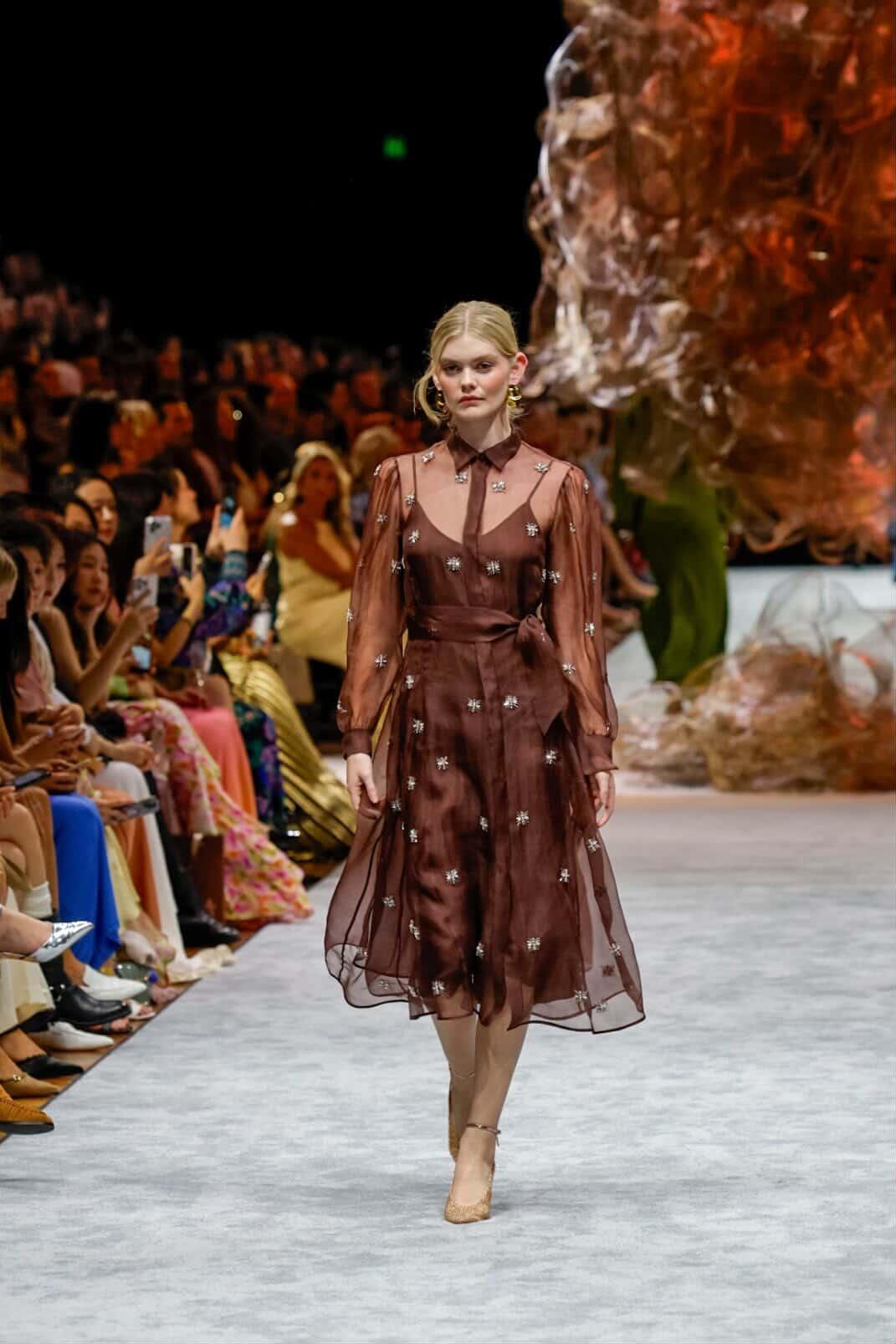 HIBA EMBELLISHED DRESS - GANACHE