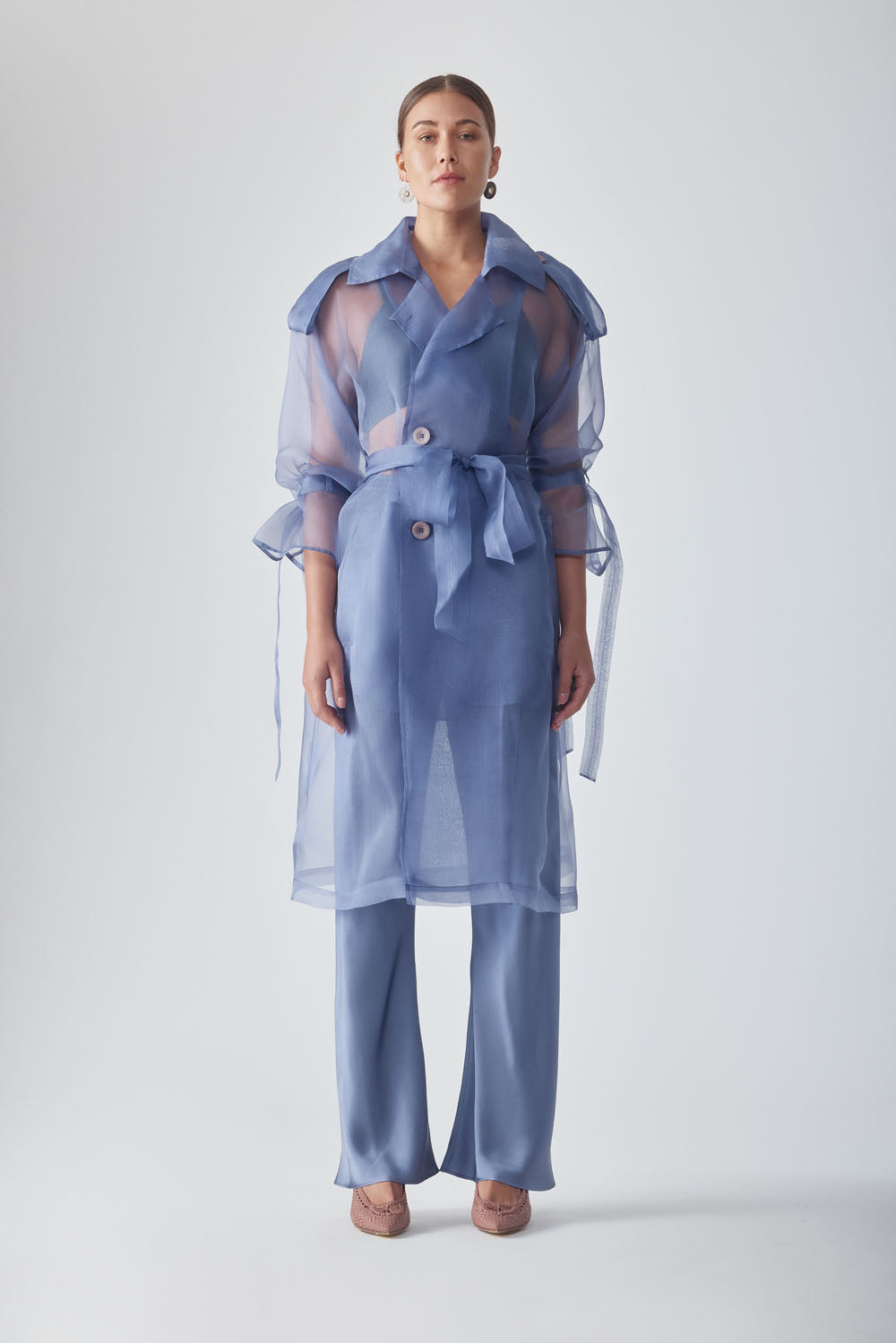 JANNAT ORGANZA TRENCH - PERIWINKLE
