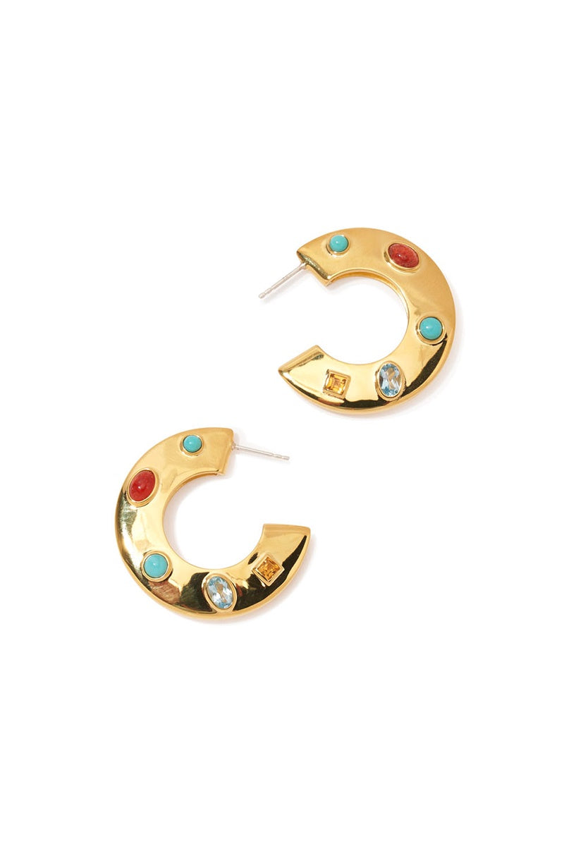 SAUCER HOOPS IN DOTTED STONES