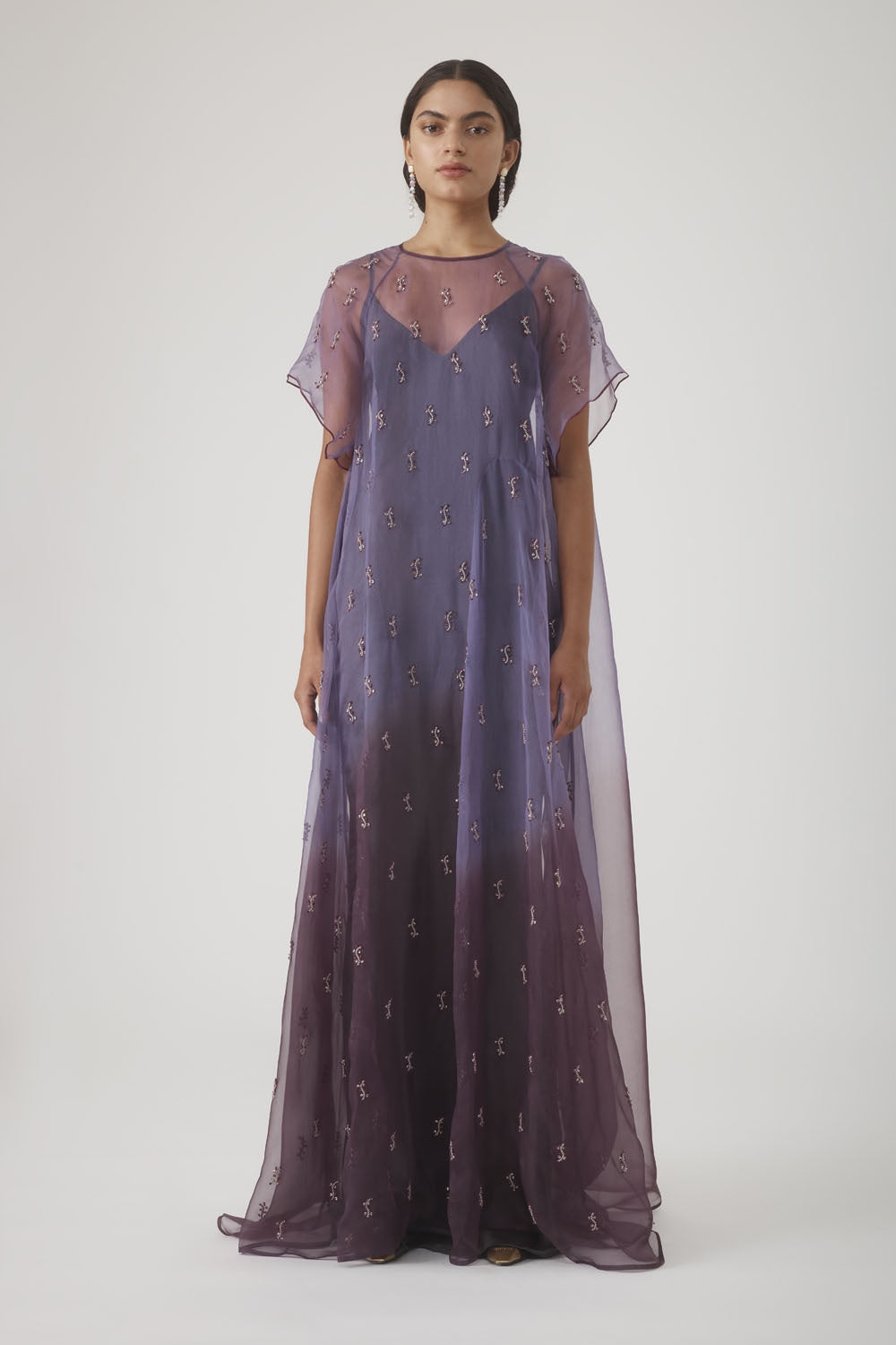 UMA EMBELLISHED MAXI DRESS - AUBERGINE OMBRE