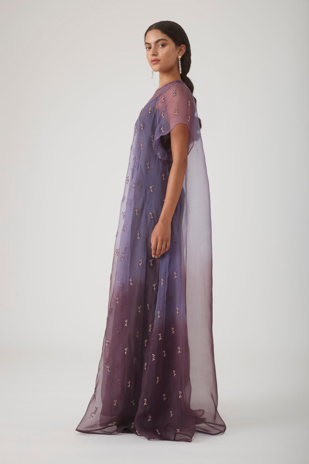 UMA EMBELLISHED MAXI DRESS - AUBERGINE OMBRE