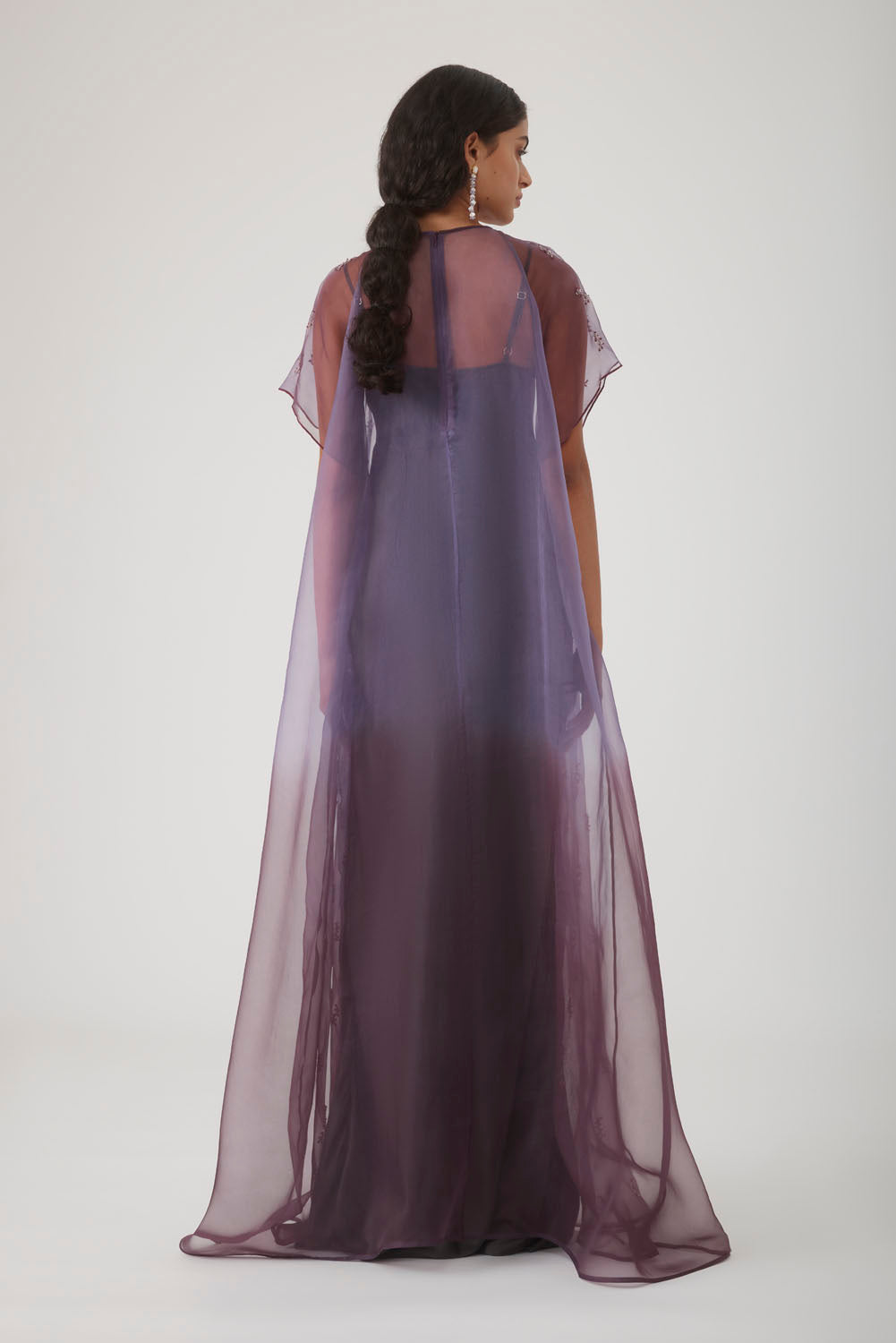 UMA EMBELLISHED MAXI DRESS - AUBERGINE OMBRE