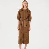 NANI EMBELLISHED SHIRT DRESS - SEPIA