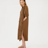 NANI EMBELLISHED SHIRT DRESS - SEPIA