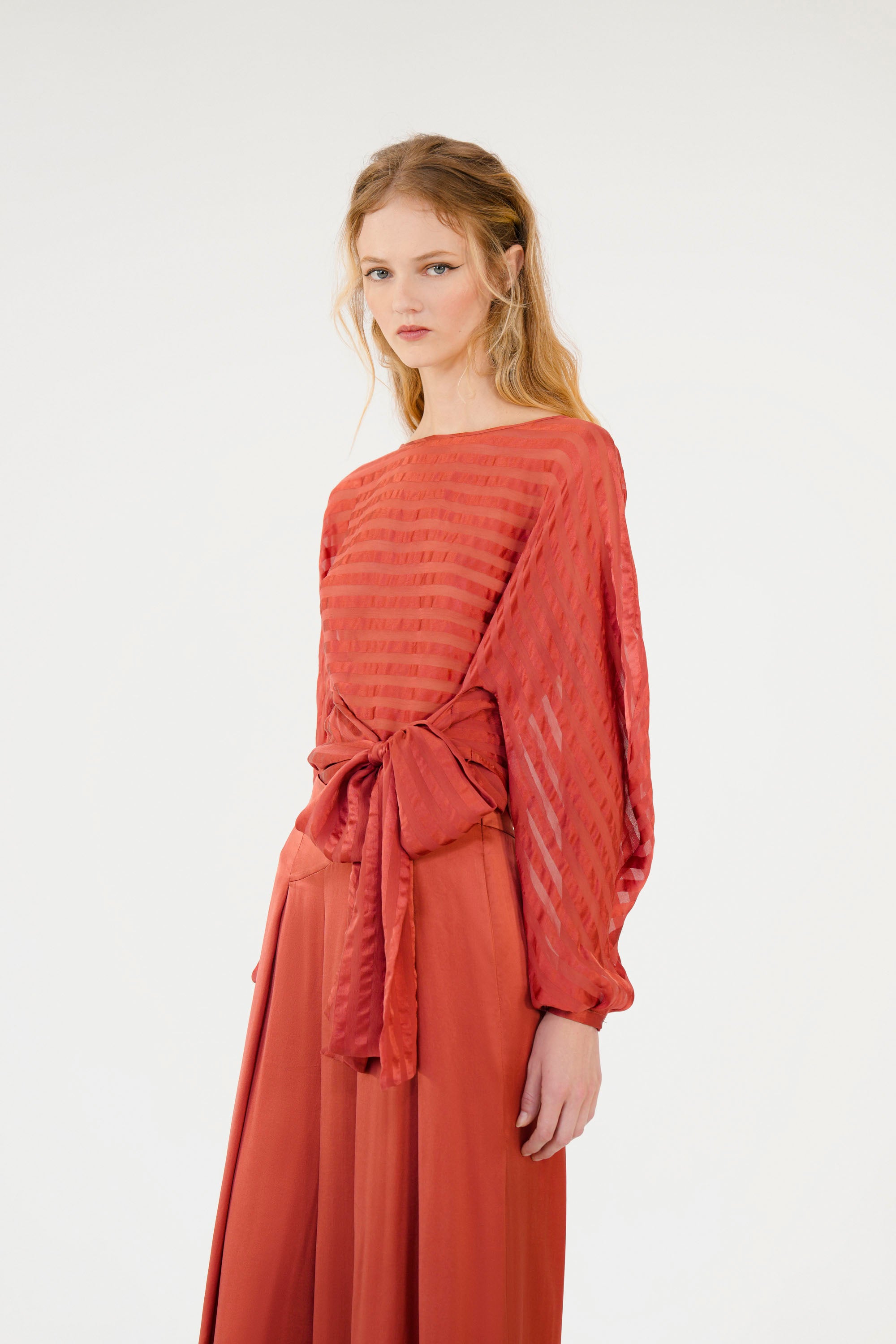 ROOHI STRIPE TOP - BERRY
