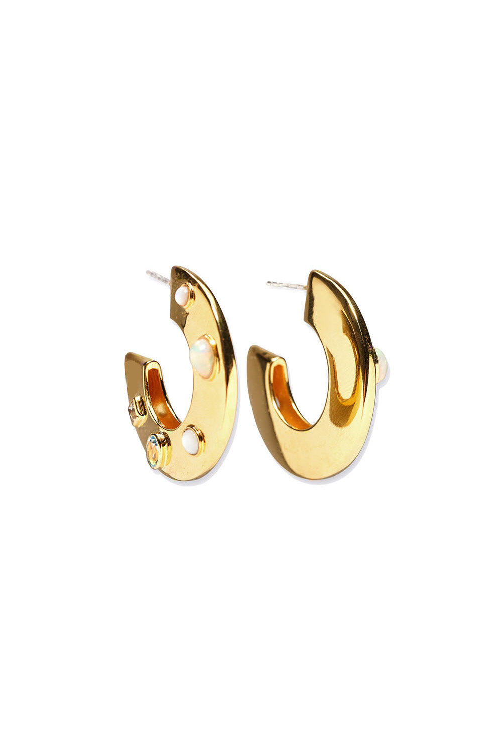 SAUCER HOOPS IN DOTTED PEARL