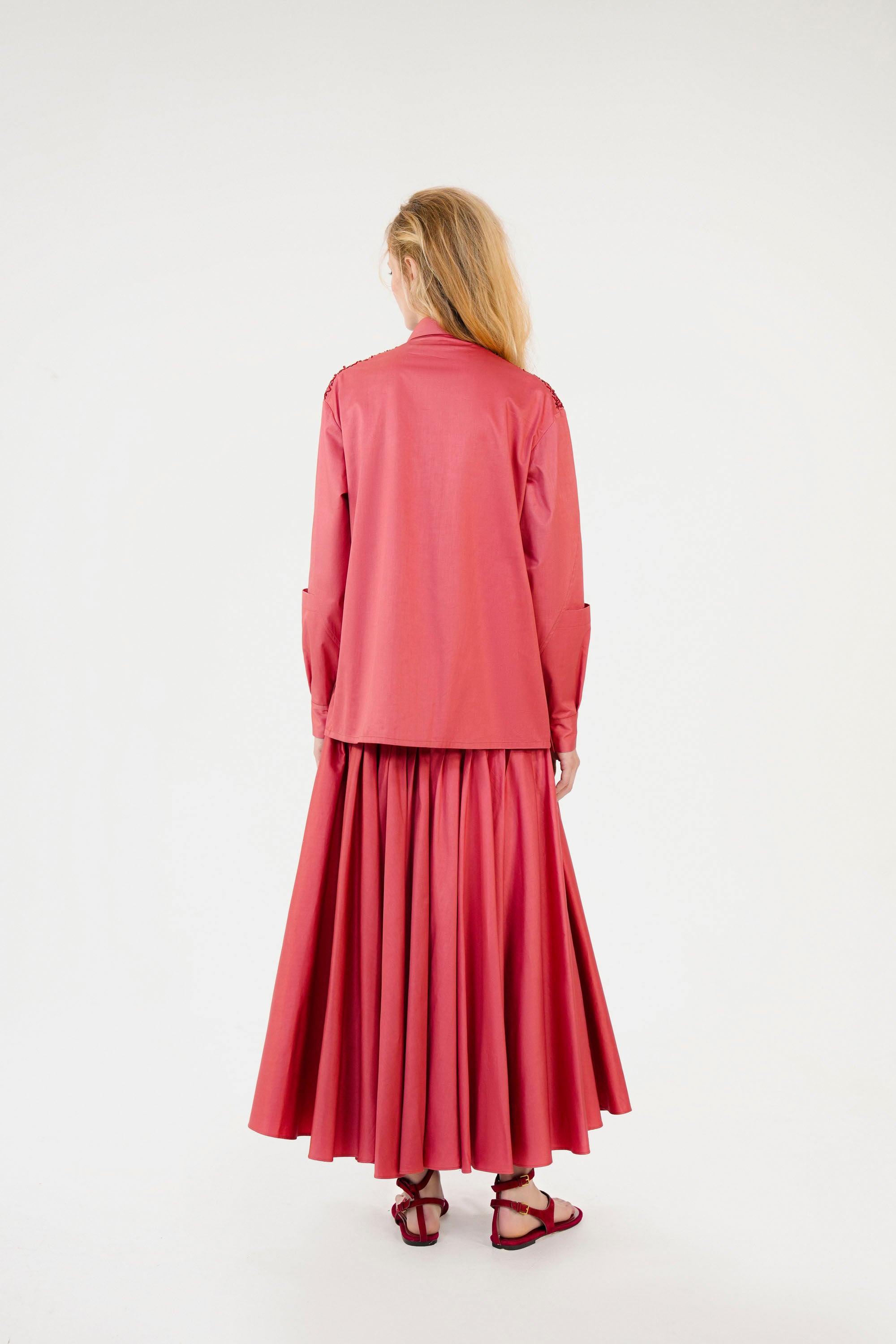 SAYA FRINGED SHIRT - BERRY