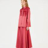 SAYA FRINGED SHIRT - BERRY