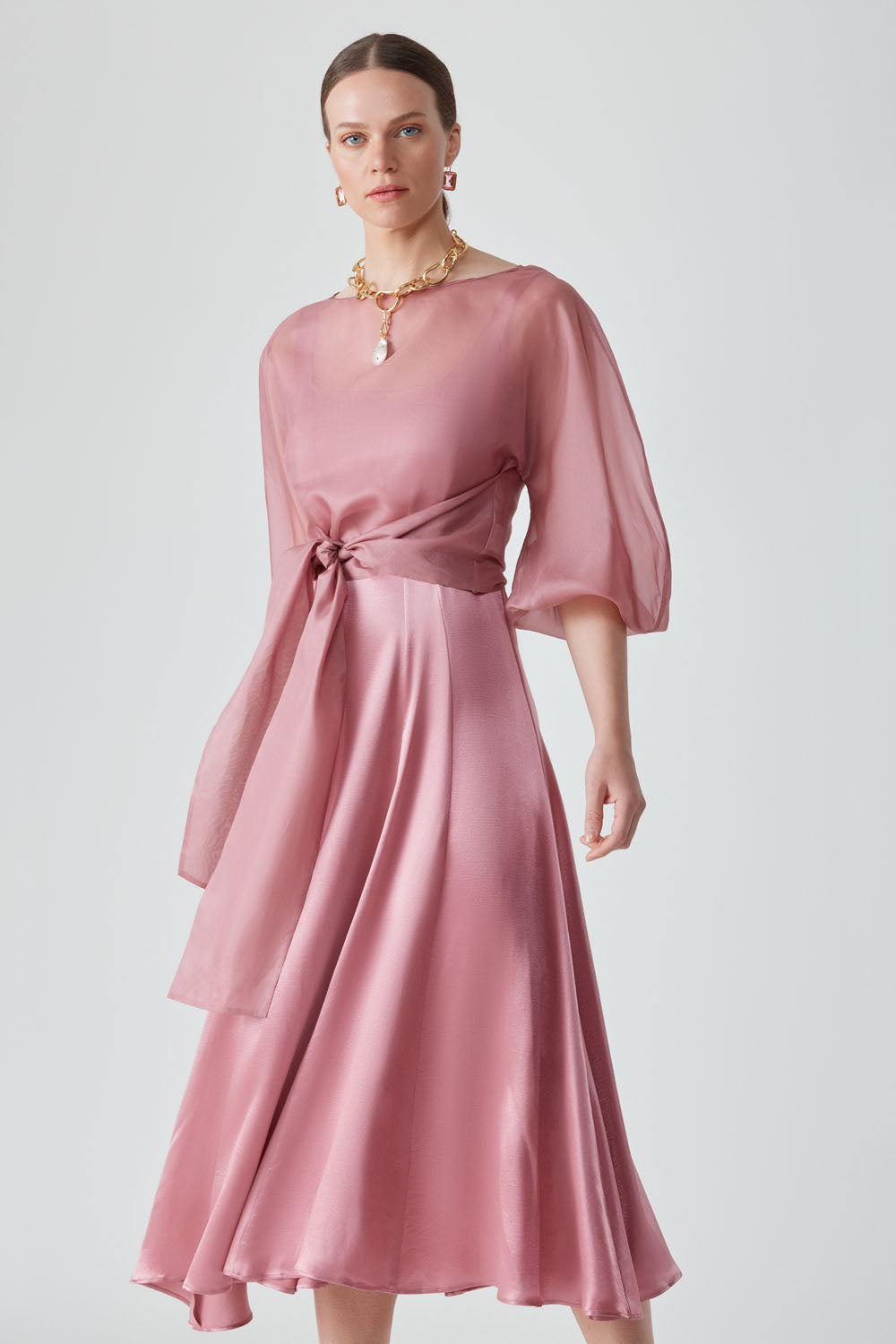 MIRA MIDI DRESS - PINK SALT