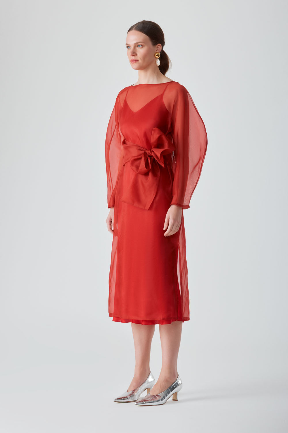 LIBA ORGANZA DRESS - RED CHILLI