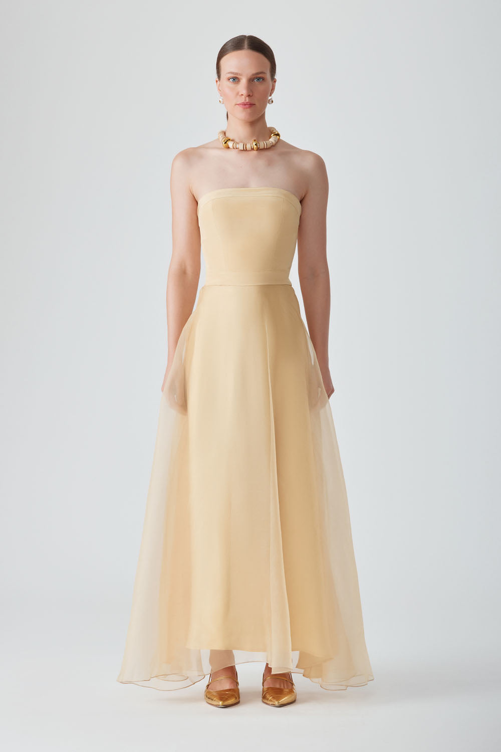 KOSALA ORGANZA STRAPLESS DRESS - SAFFRON