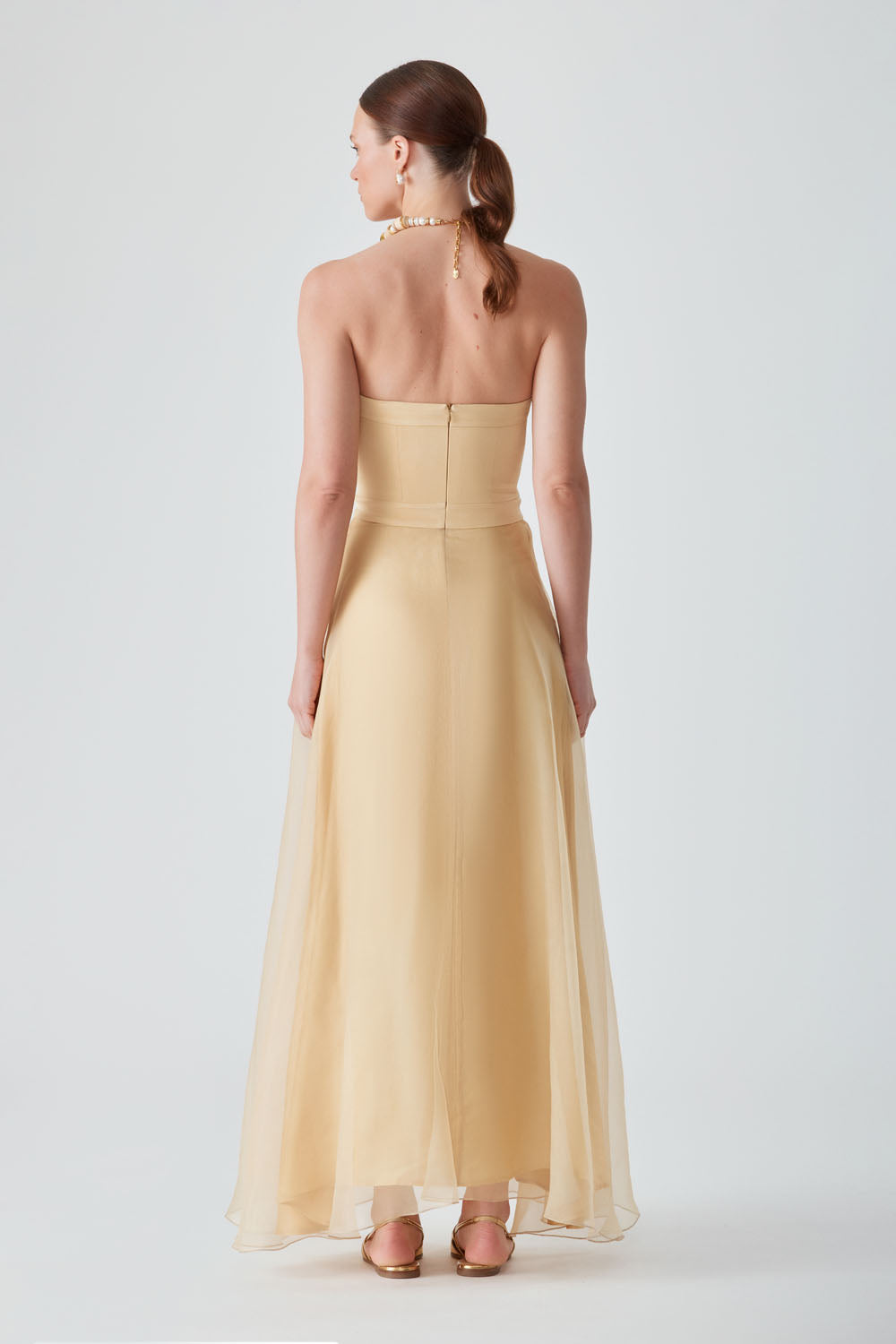 KOSALA ORGANZA STRAPLESS DRESS - SAFFRON