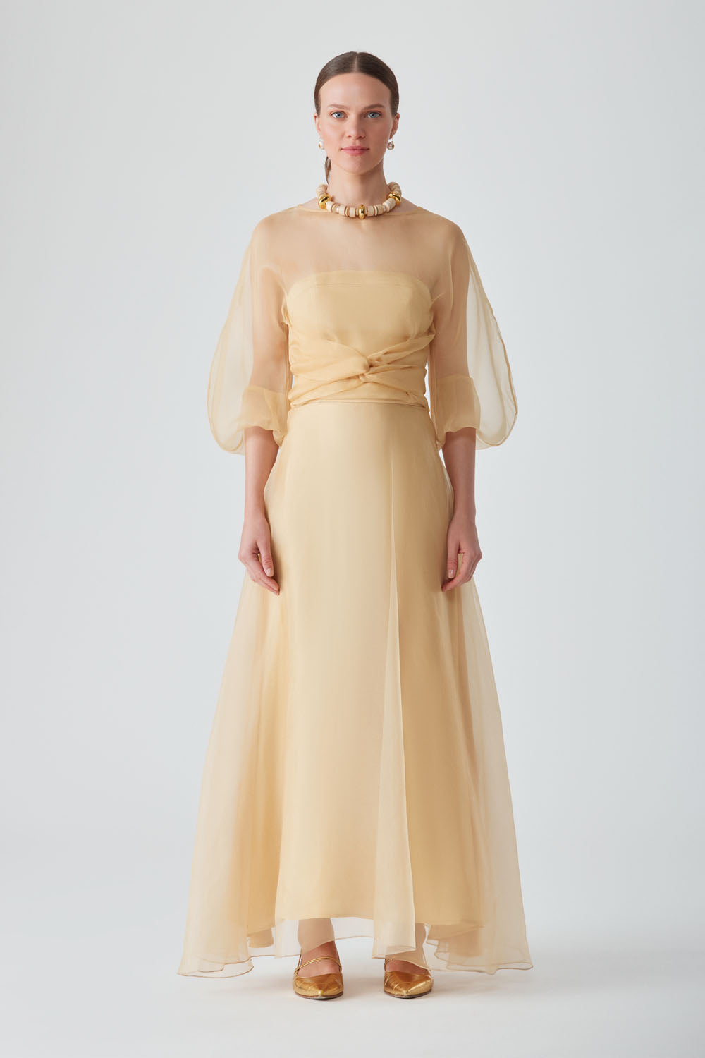 KOSALA ORGANZA STRAPLESS DRESS - SAFFRON