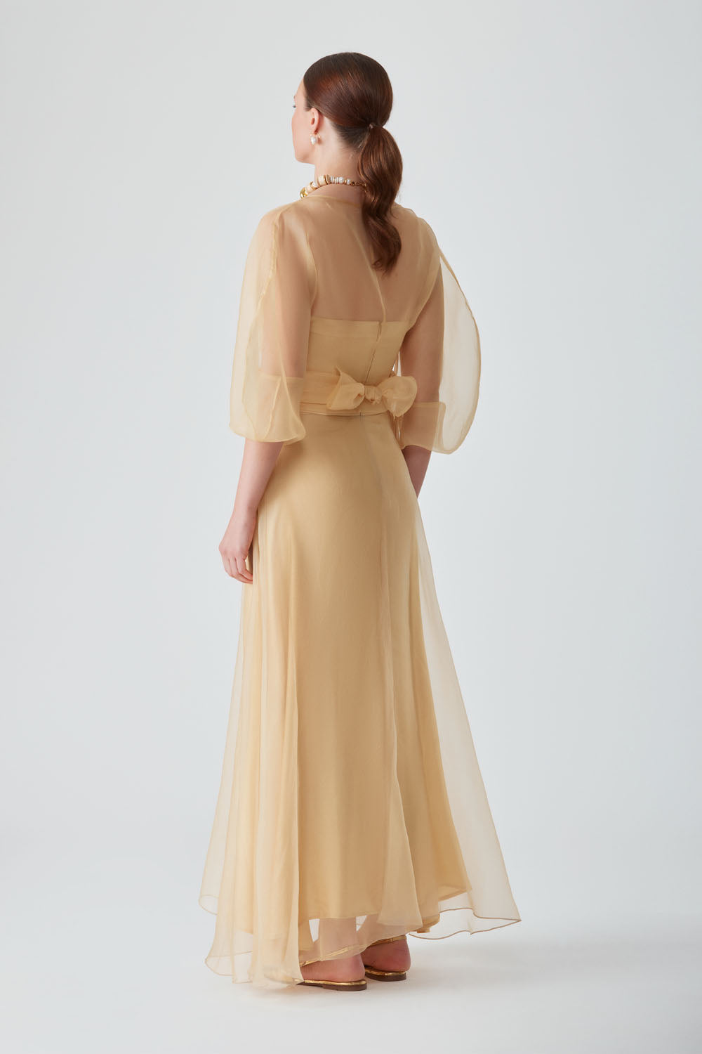 KOSALA ORGANZA STRAPLESS DRESS - SAFFRON