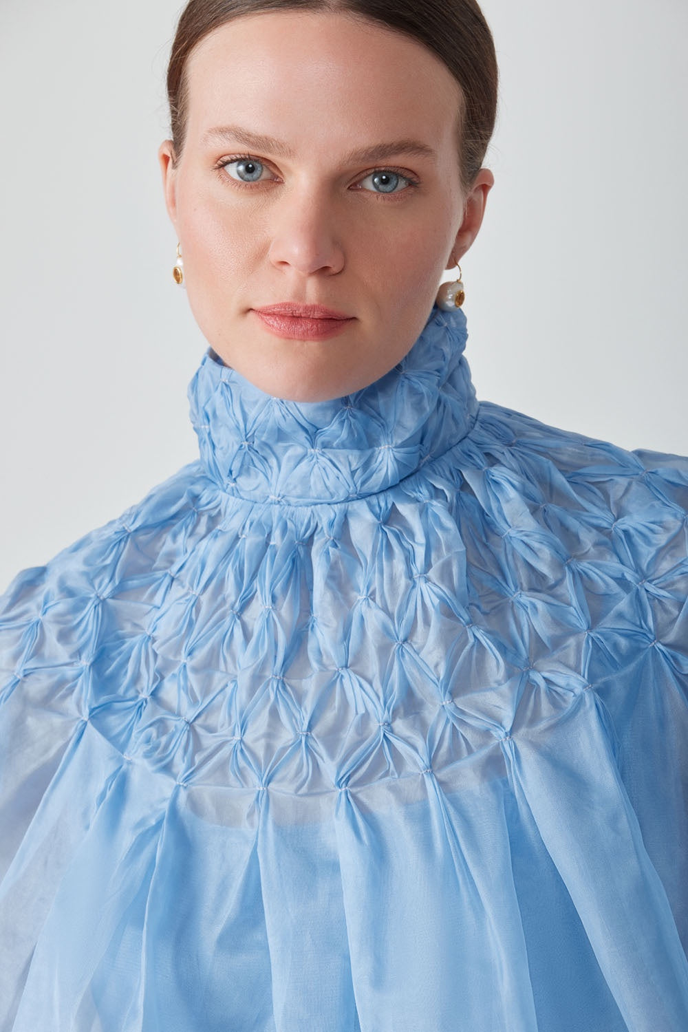 HAND-SMOCKED ORGANZA CAPE-RIVER