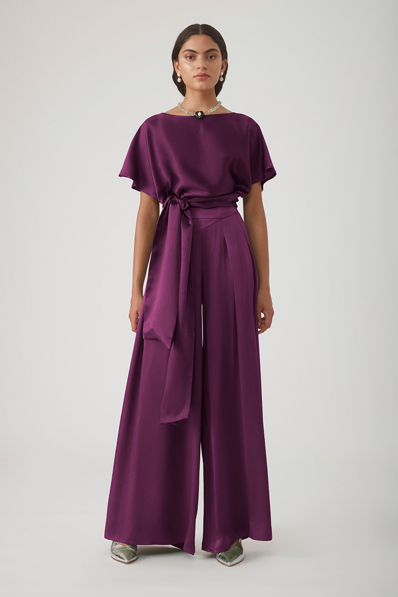 RANI WRAP TOP - AUBERGINE