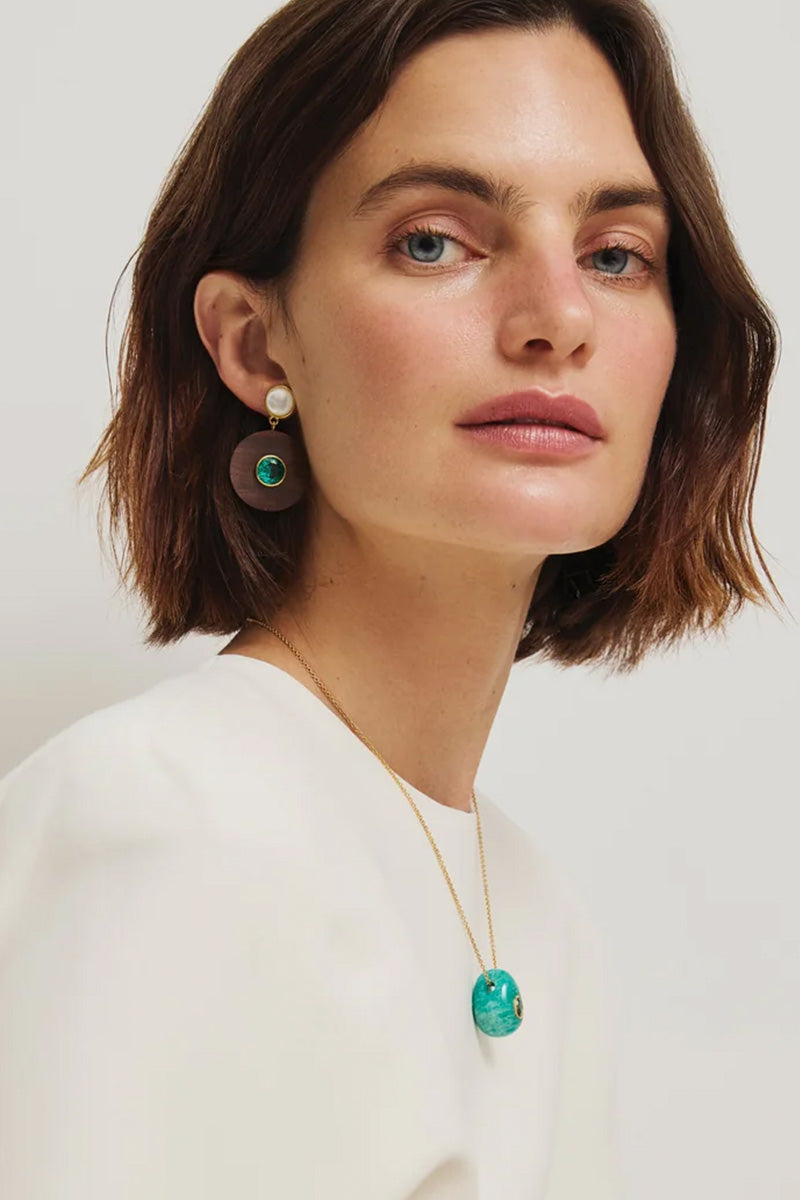 TAJ DISK EARRINGS IN ACACIA WOOD