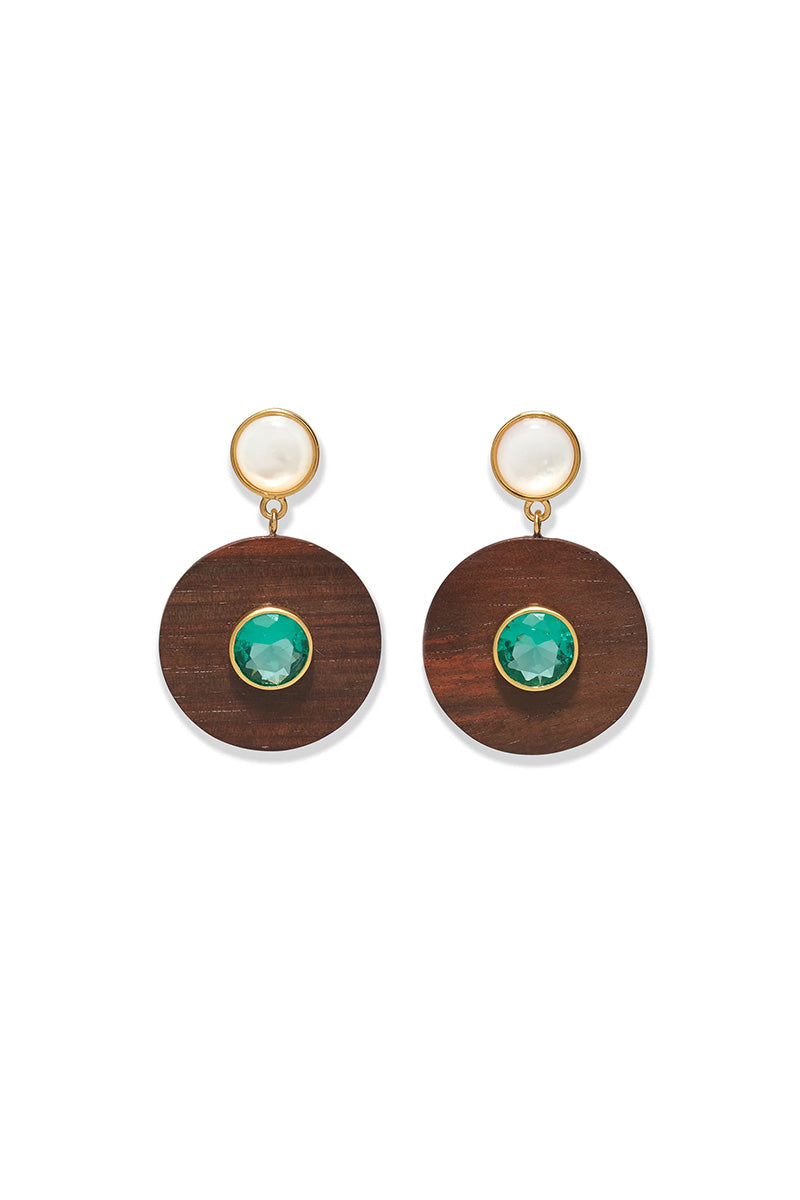 TAJ DISK EARRINGS IN ACACIA WOOD