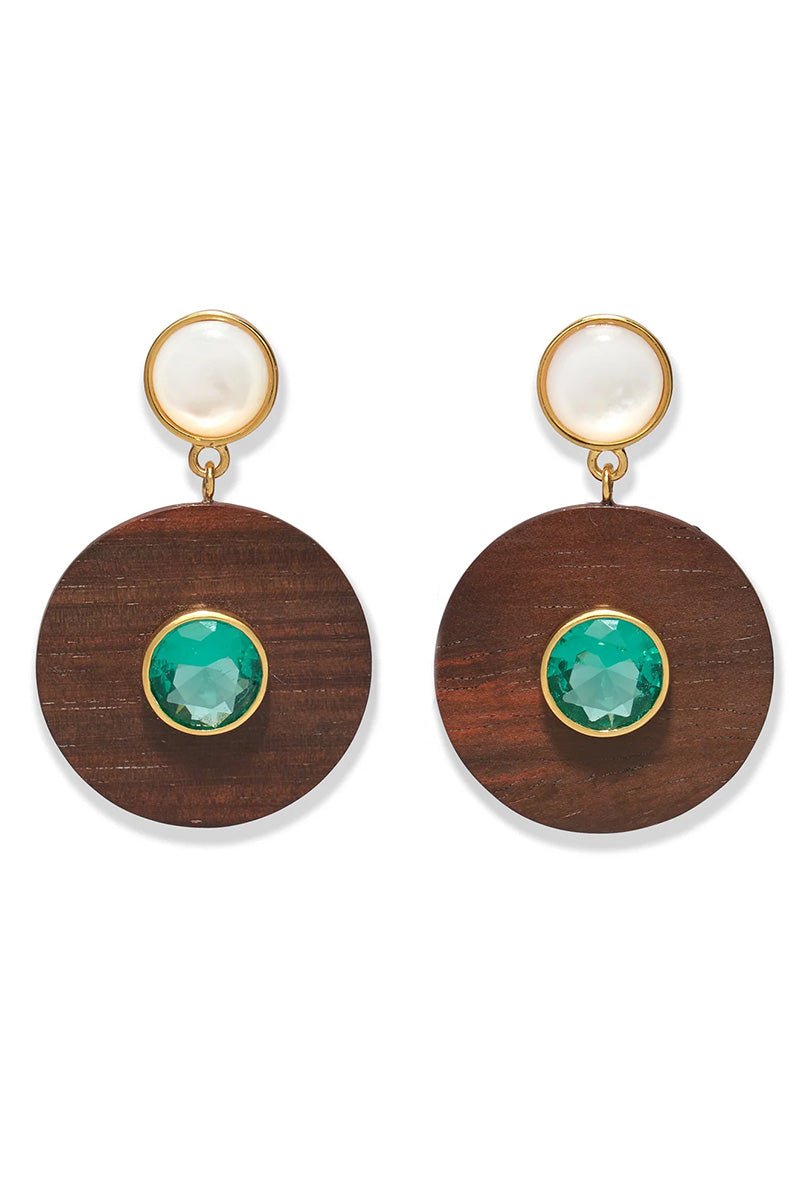 TAJ DISK EARRINGS IN ACACIA WOOD