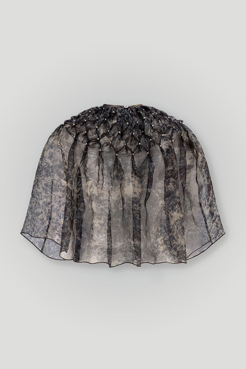 TIYA EMBELLISHED CAPE - ROSE PETAL PRINT