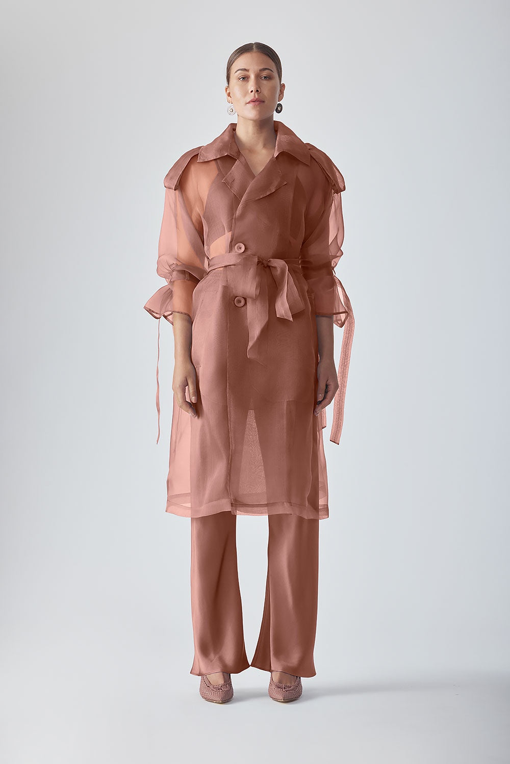 JANNAT ORGANZA COAT - MOCHA