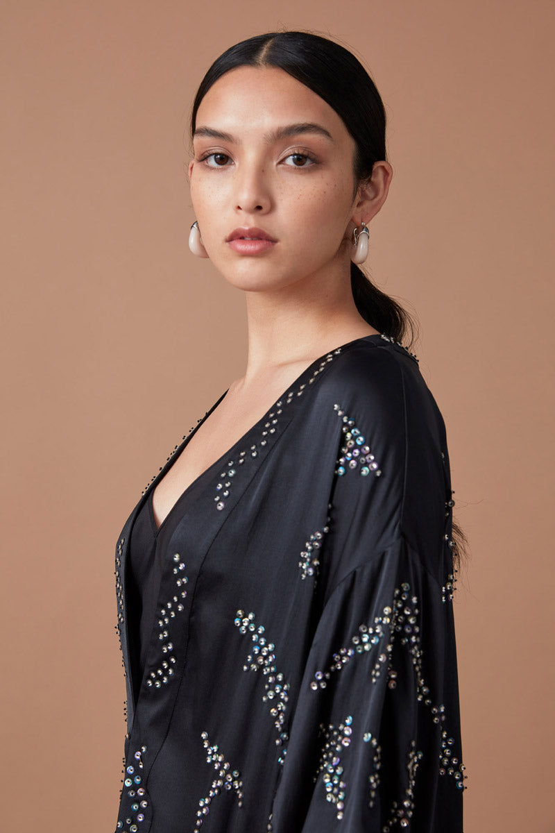 BIBI EMBELLISHED KIMONO - NOIR